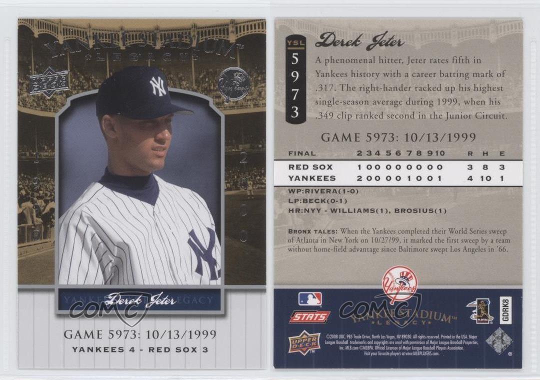 Soldes 2008 Upper Deck Yankee Stadium Legacy Derek Jeter #YSL5973 HOF