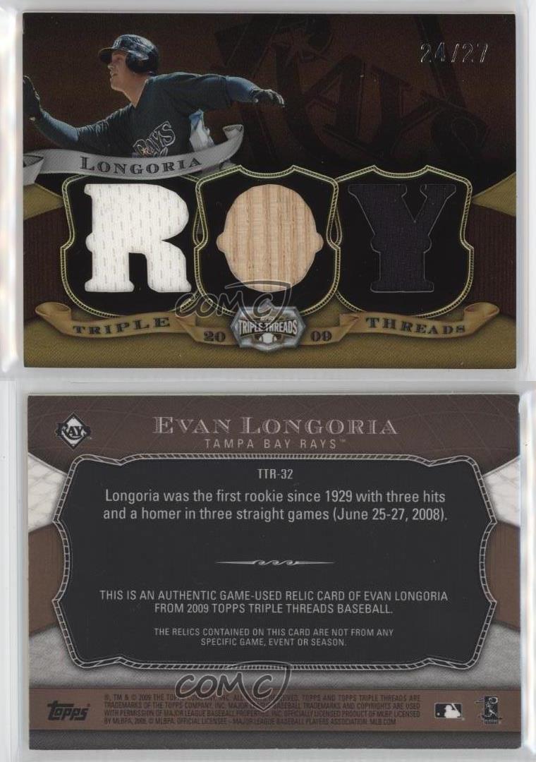 Topps Triple Threads Relics Sepia 2009/27 Evan Longoria #TTR-32 - Imagen 3 de 3