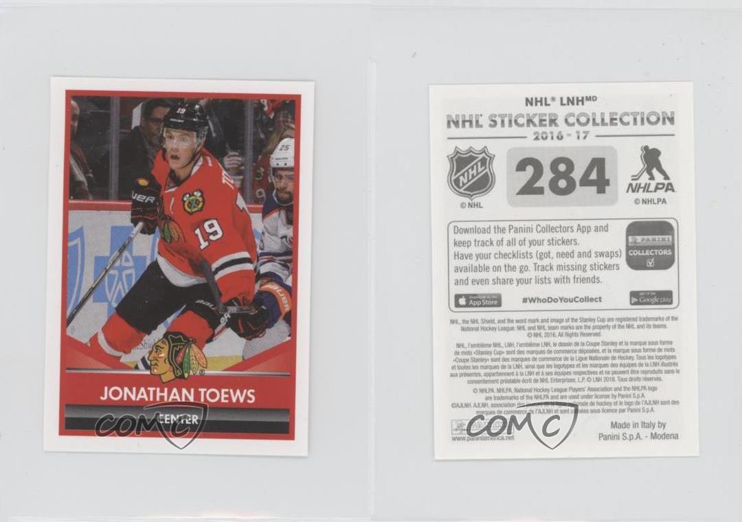 2016-17 Panini NHL Sticker Collection Album Stickers Jonathan Toews #284