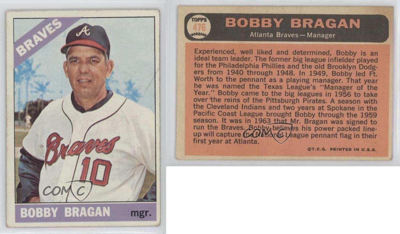 1966 Topps #476 Bobby Bragan Atlanta Braves Baseball Card | eBay