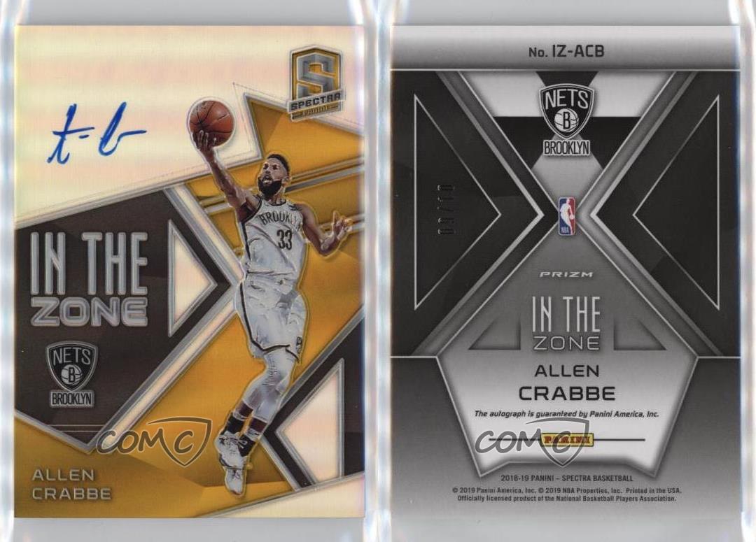 2018-19 Panini Spectra In the Zone Gold Prizm /10 Allen Crabbe #IZ-ACB Auto