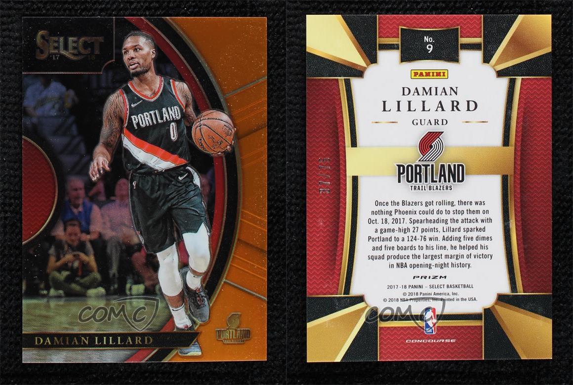 2017-18 Panini Select Concourse soldes Orange Prizm /75 Damian Lillard #9
