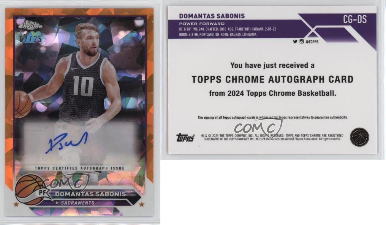 2023-24 Topps Chrome Sapphire Edition Orange /25 Domantas Sabonis #CG-DS Auto - Picture 3 of 3