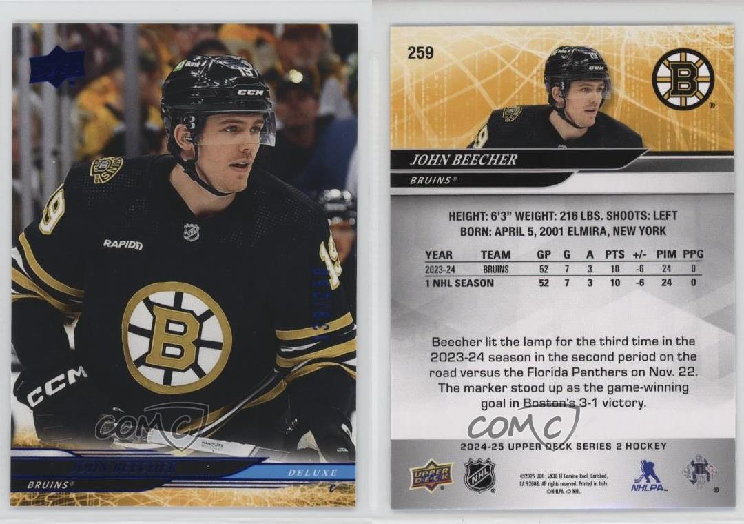 2024-25 Upper Deck Series 2 Deluxe /250 John Beecher #259 - Bild 3 von 4
