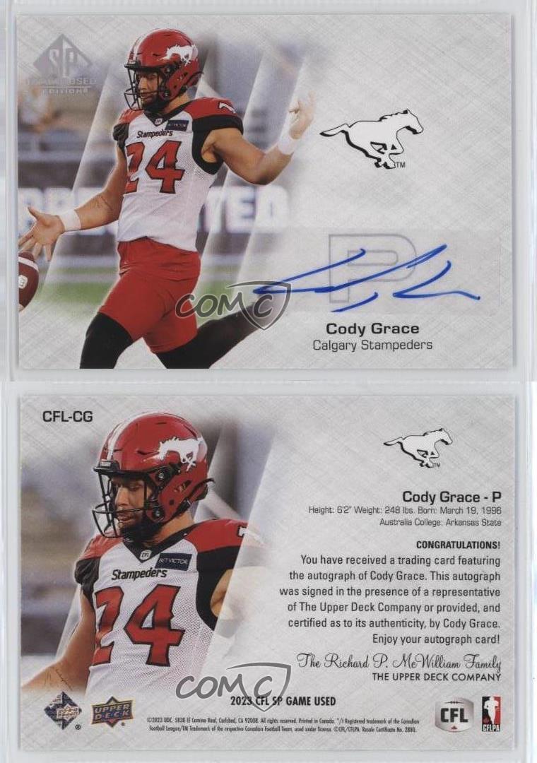 2023 SP Game Used Edition CFL Auto Cody Grace #CFL-CG Auto - Picture 3 of 4
