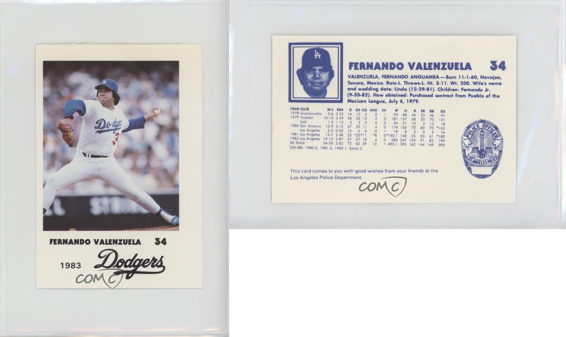 Fernando Valenzuela Los Angeles Dodgers no 34 signature portrait