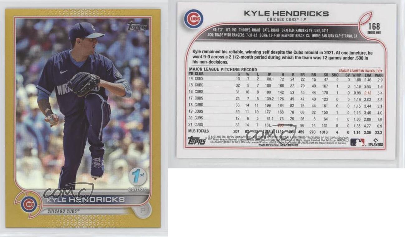 2022 Topps Series 1 Gold Parallel #168 KYLE HENDRICKS /2022 Chicago Cubs