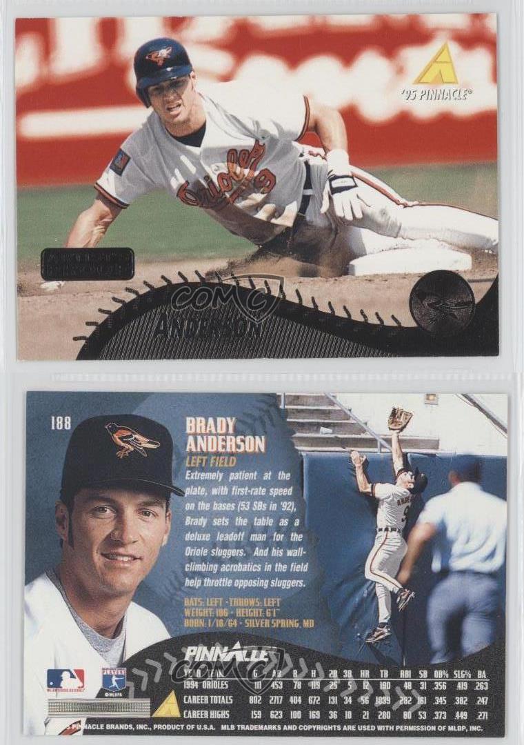  1995 Pinnacle #188 Brady Anderson NM-MT Baltimore Orioles  Baseball : Collectibles & Fine Art