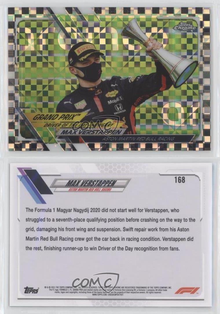 2021 Topps Chrome Formula 1 Checker Flag Refractor Max Verstappen #168