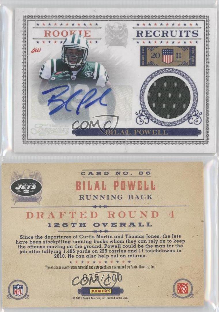 2011 Panini Timeless Treasures Signatures /100 Bilal Powell #36 Auto RC