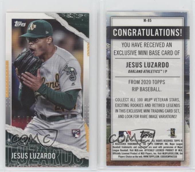 Topps Rip Mini Base Inner 2020/50 Jesus Luzardo #M-85 Rookie RC - Imagen 3 de 3