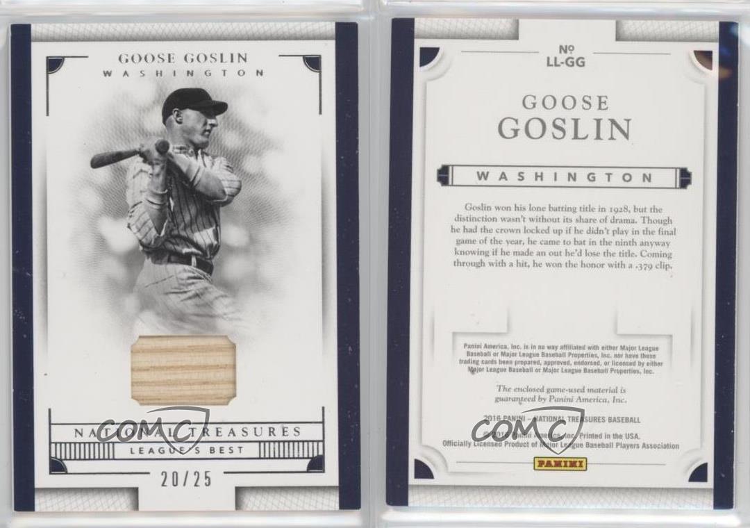 2016 Panini National Treasures Leagues Best /25 Goose Goslin #LL-GG HOF - Foto 4 di 4