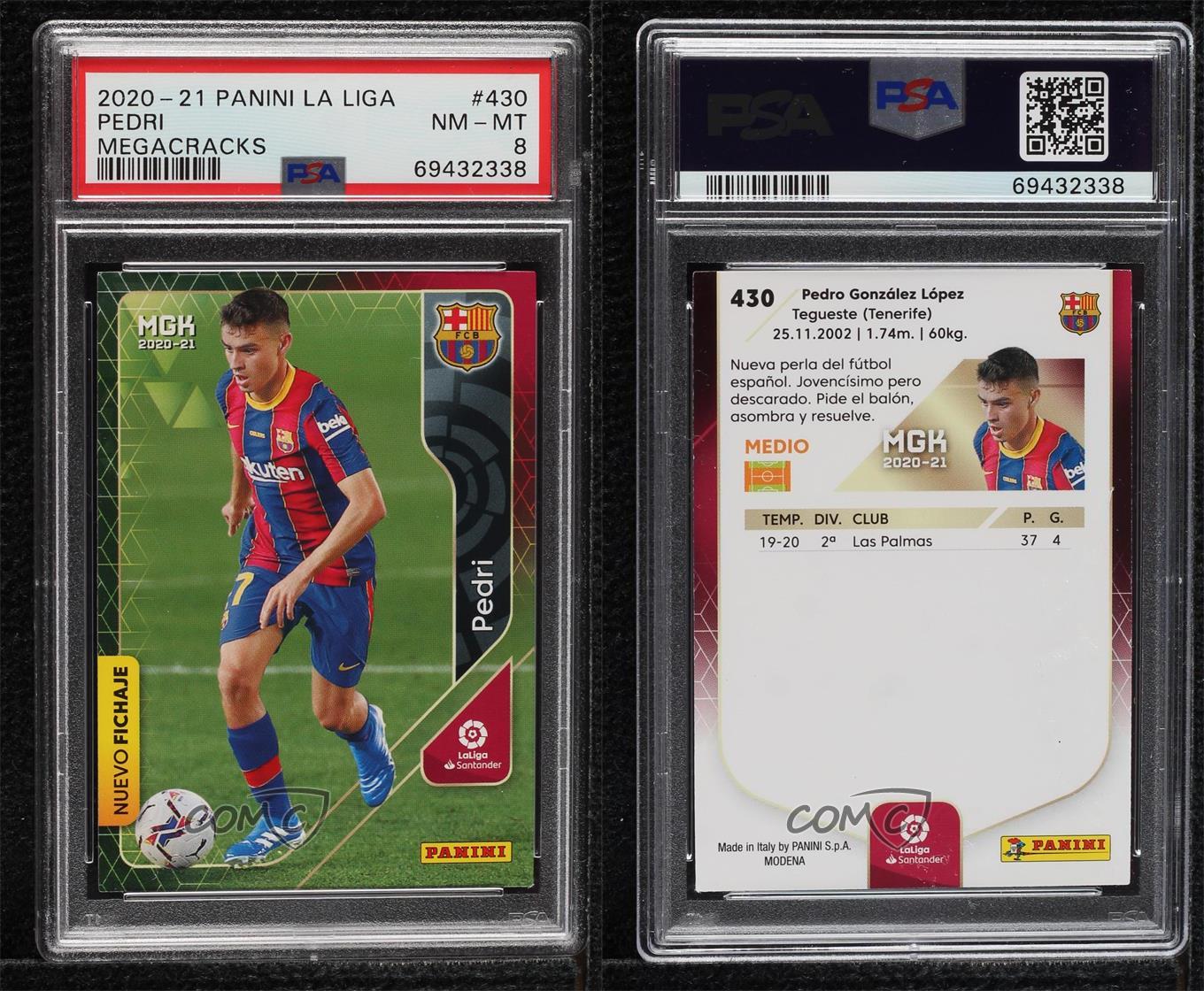 2020-21 Panini Megacracks MGK La Liga Nuevo Fichaje Pedri #430 PSA 8 Rookie RC