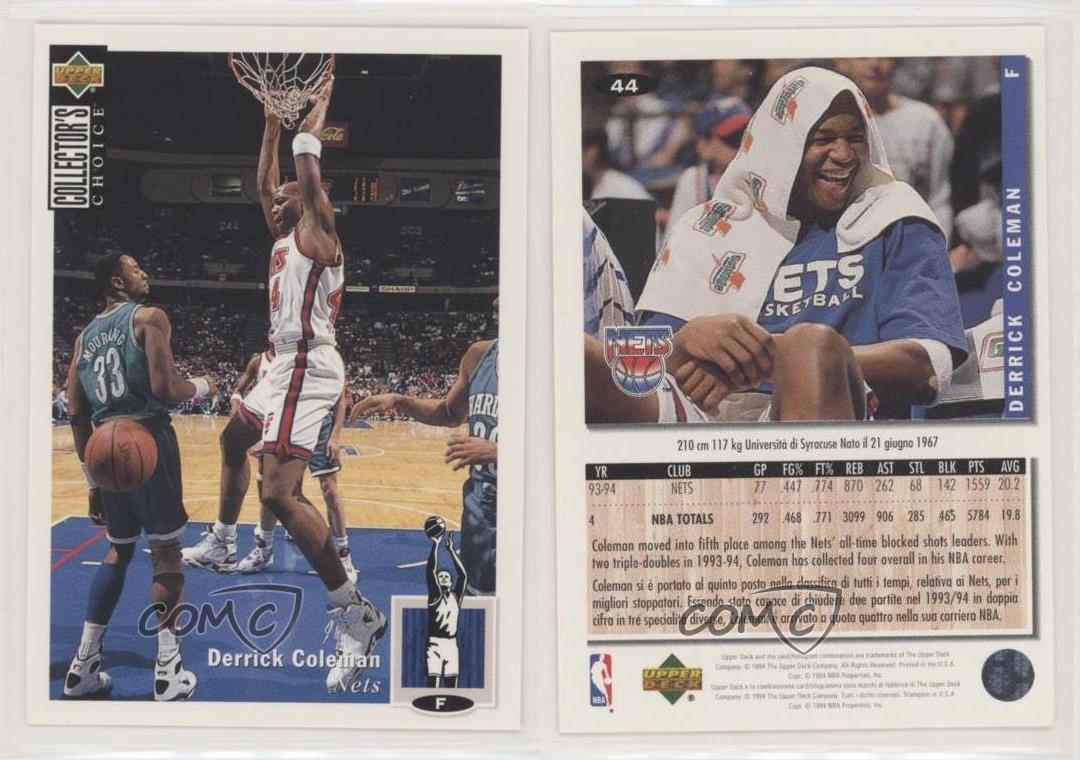 NBA UPPER DECK 1994 COLLECTOR'S CHOICE Derrick Coleman # 44 Ita/Eng MINT 