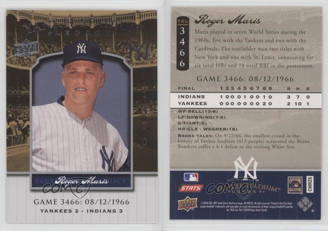 2008 Upper Deck Yankee Stadium Legacy Roger Maris vente #YSL3466