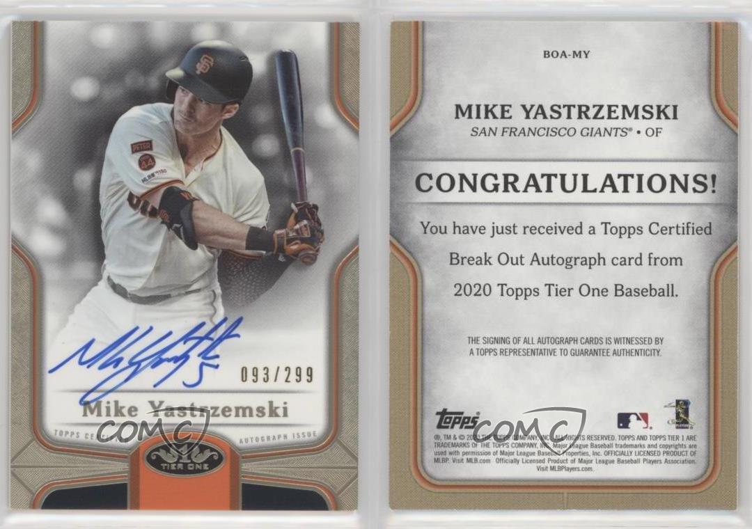 2020 Topps Tier One Break Out Auto /299 Mike Yastrzemski #BOA-MY Auto