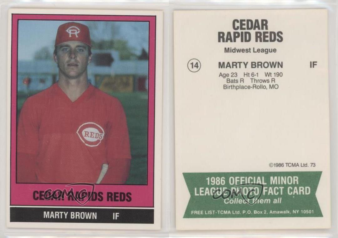 1986 TCMA MINOR League Marty Brown 73 5.14 PicClick