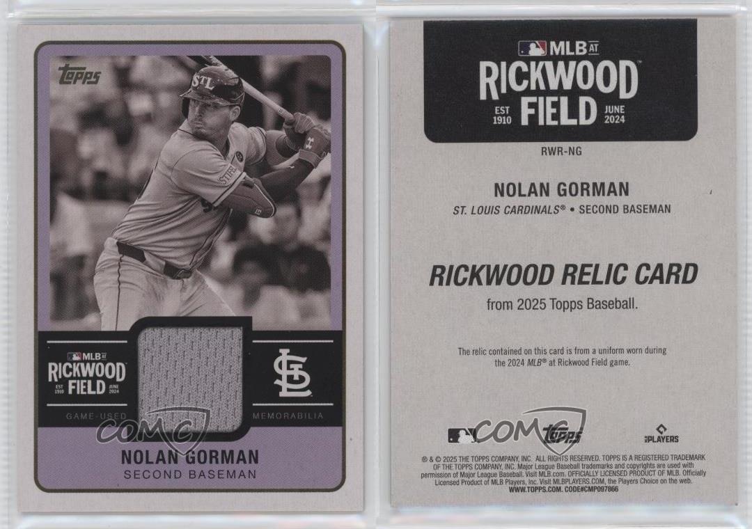 Colección de reliquias de Rickwood serie 1 Topps 2025 Nolan Gorman #RWR-NG - Imagen 3 de 4
