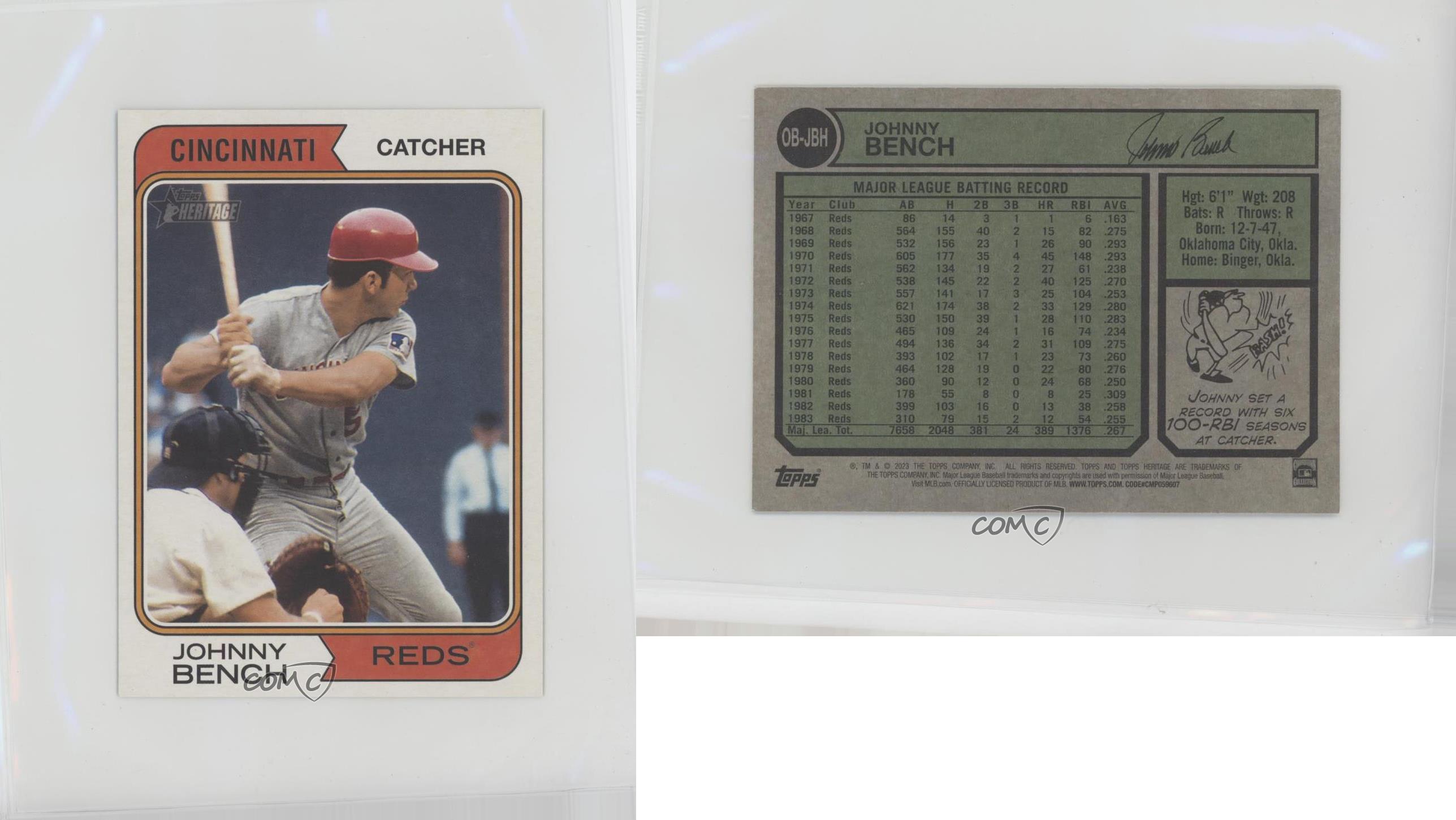 2023 Heritage 1974 Topps Baseball Oversized Boxtopper Johnny Bench #OB-JBH HOF