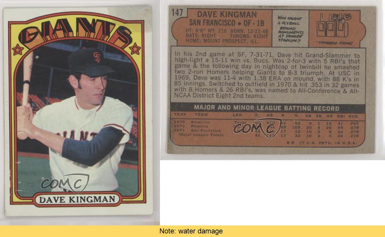 #147 Dave Kingman RC - 1972 Topps Baseball Cards (Star