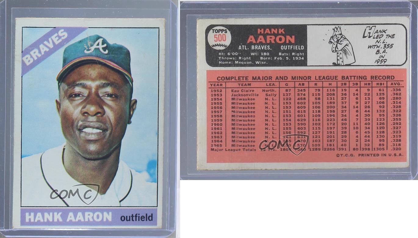 1966 Topps 500 Hank Aaron Atlanta Braves Baseball Card eBay