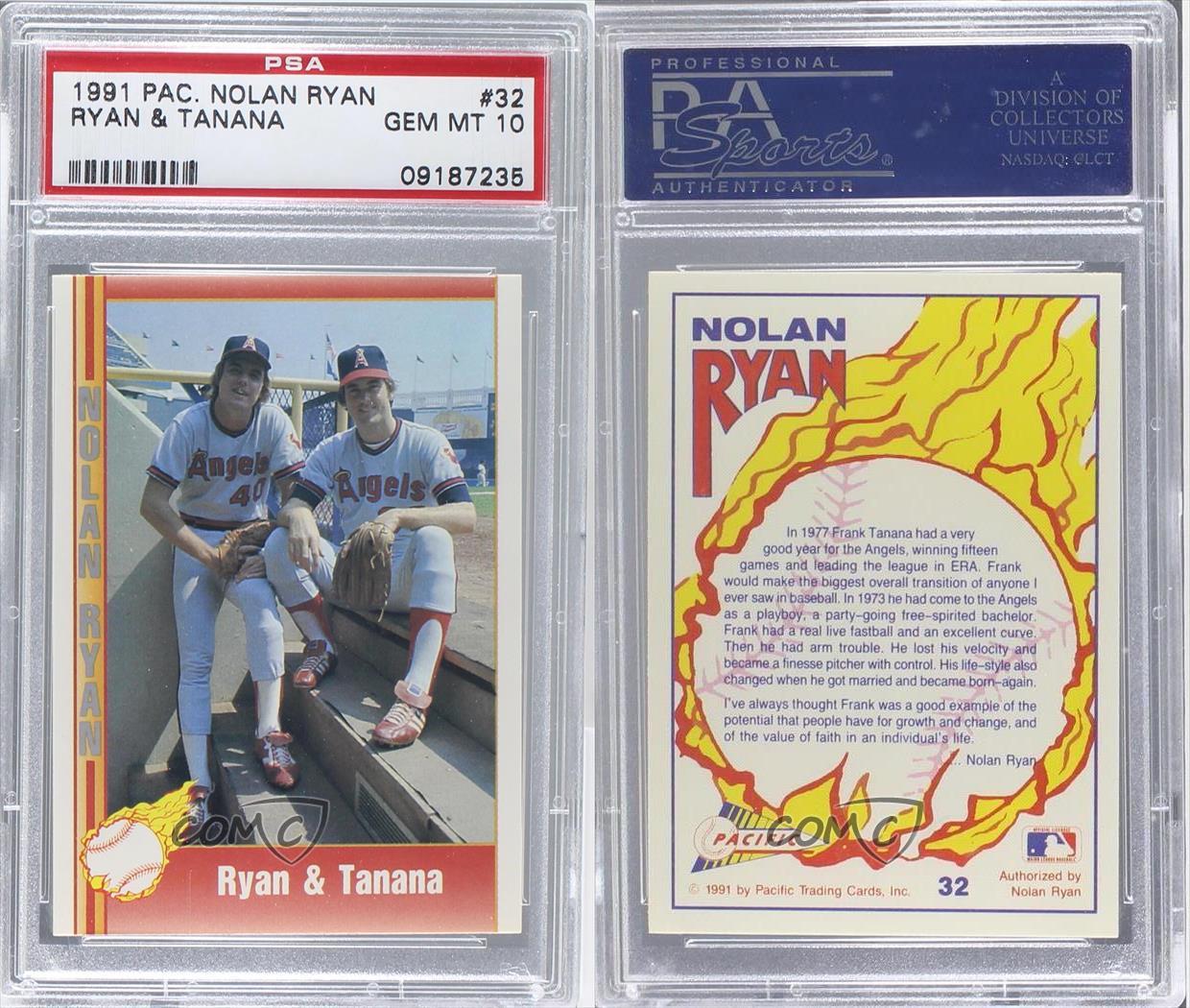 Frank Tanana and Nolan Ryan autographed Baseball Card 1991 Pacific #32  California Angels Nolan Ryan Authentication Hologram