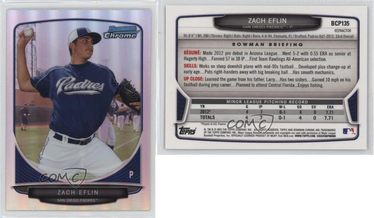 2013 Bowman Chrome Prospects Refraktor Zach Eflin #BCP135 - Bild 3 von 4