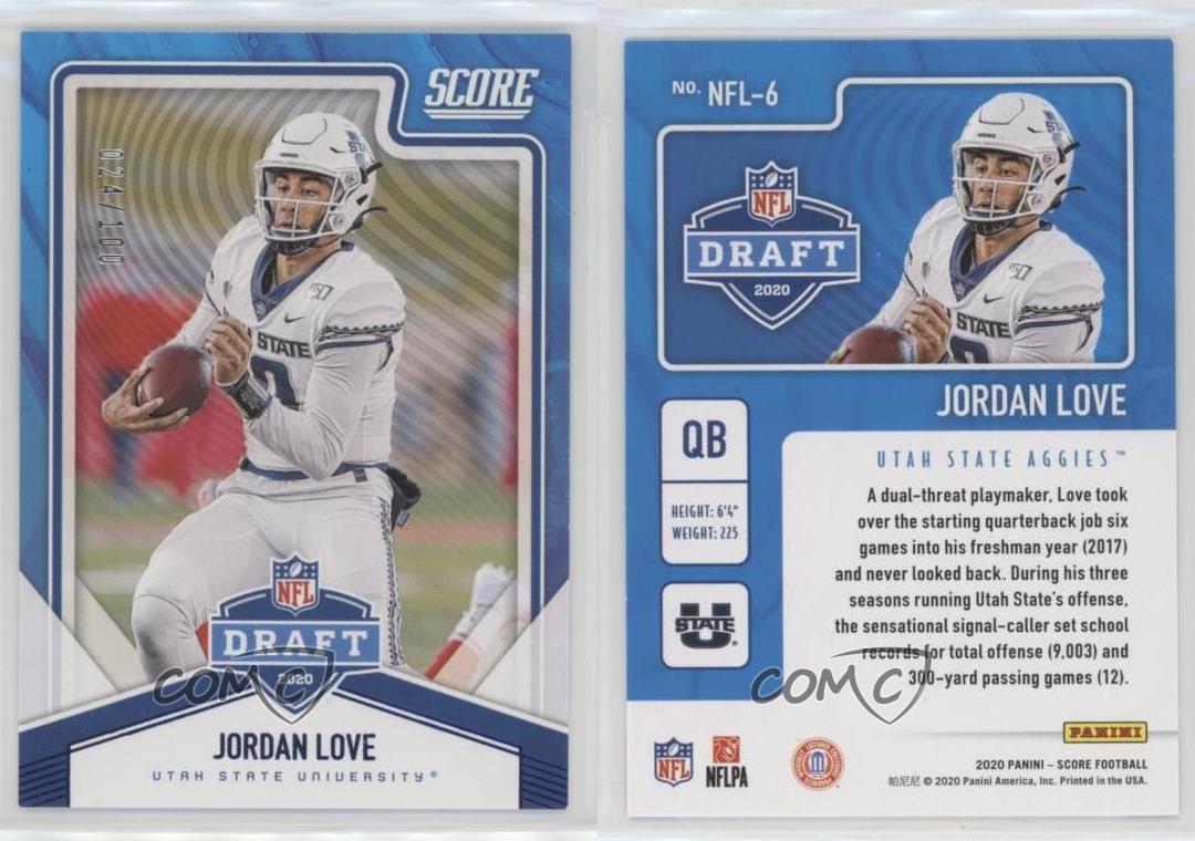 Jordan Love 2020 Score NFL Draft #NFL-6 Price Guide - Sports Card Investor