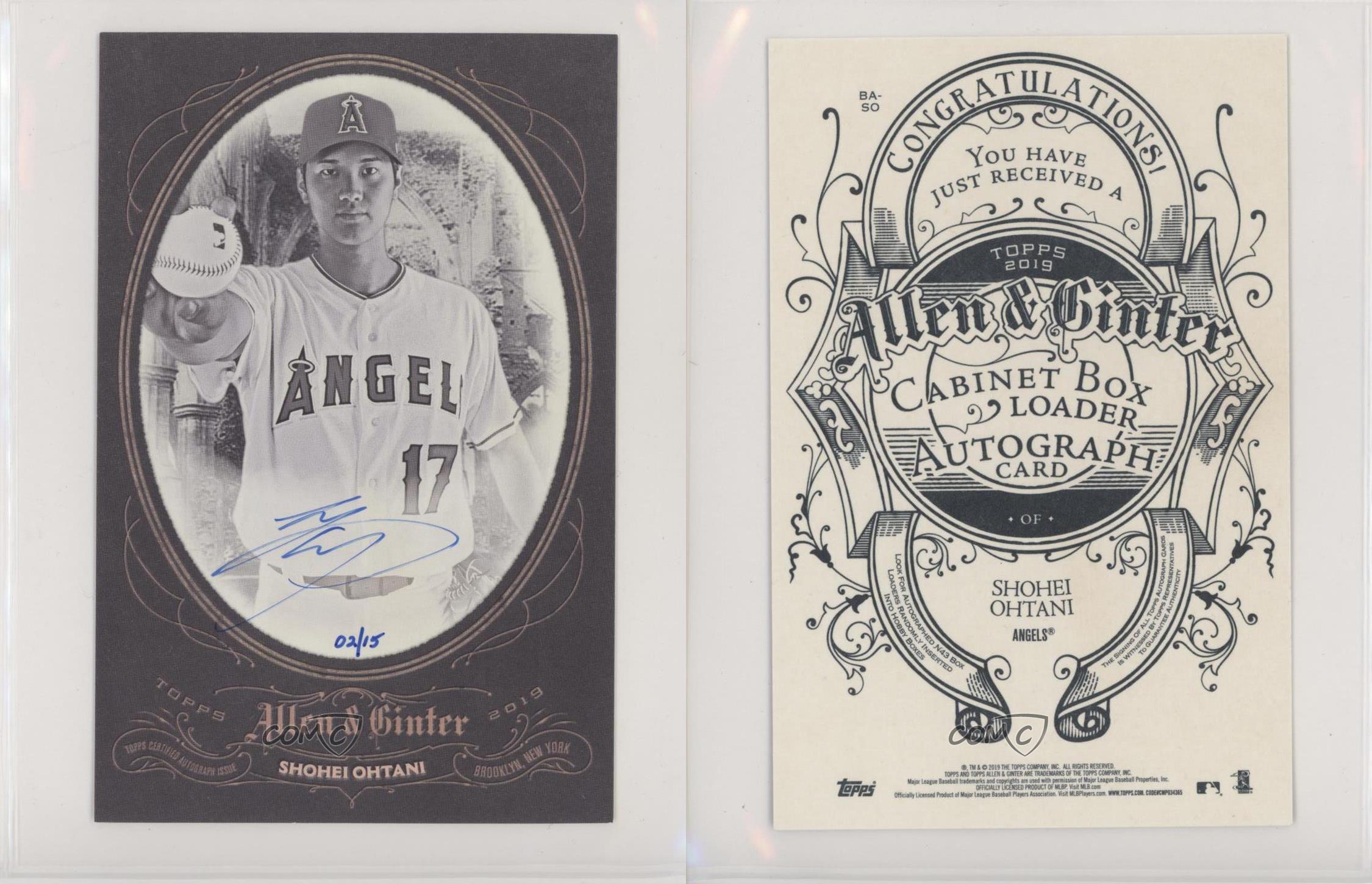 2019 Topps Allen & Ginter Cabinet Boxloaders Auto /15 Shohei Ohtani #BA-SO Auto - Picture 3 of 3