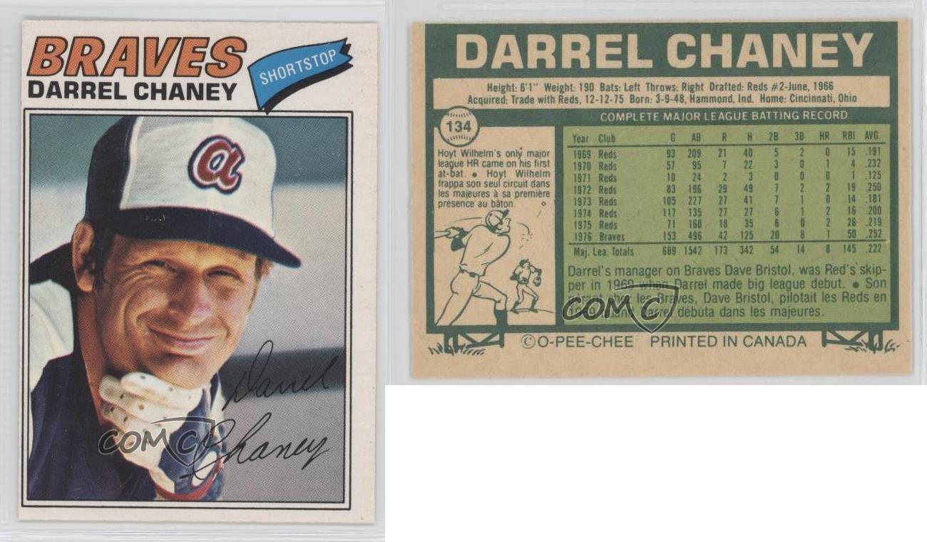 1977 O-Pee-Chee Darrel Chaney #134 - Picture 4 of 4