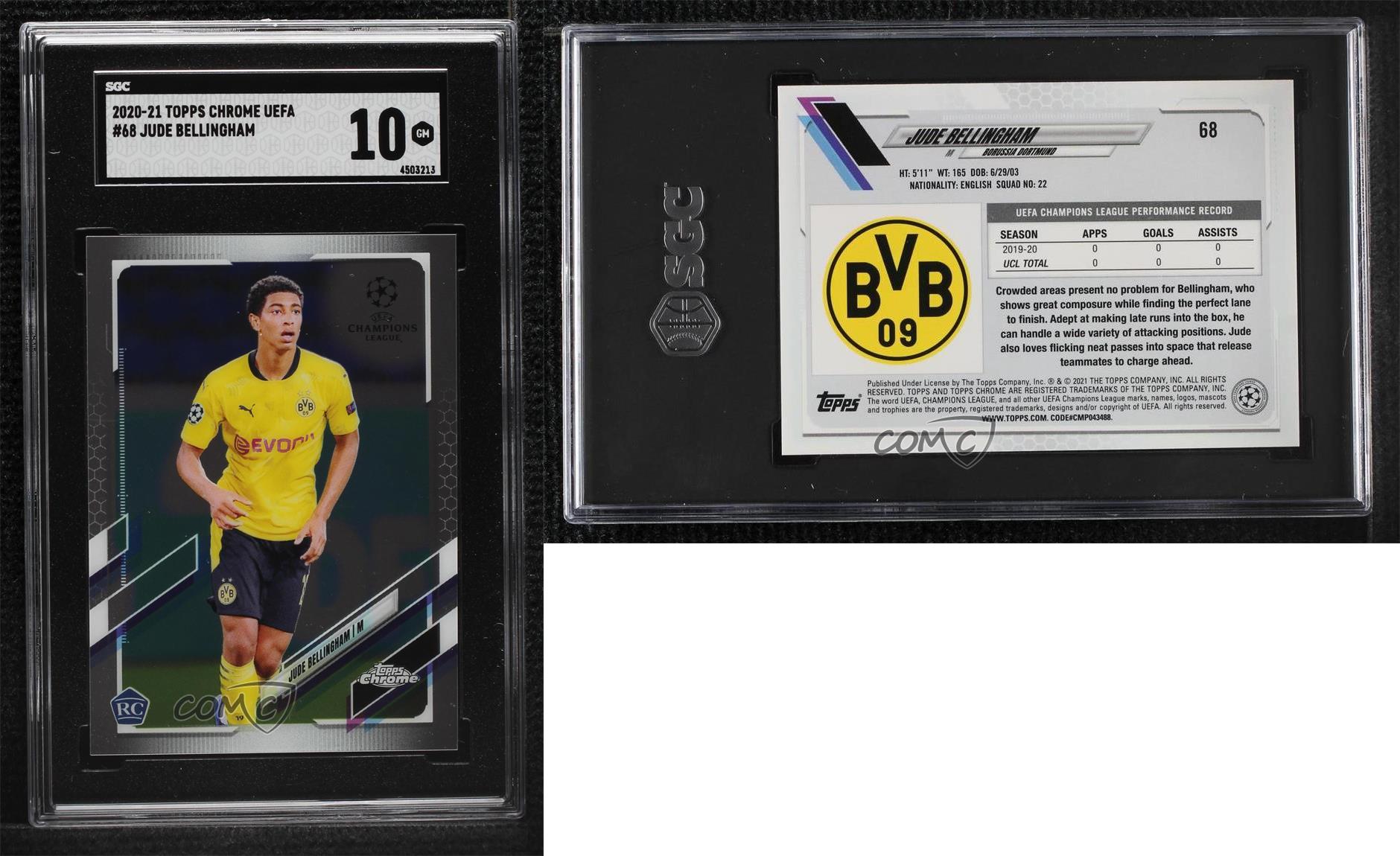 2020-21 Topps Chrome UCL Jude Bellingham #68.1 SGC 10 GEM Rookie ...