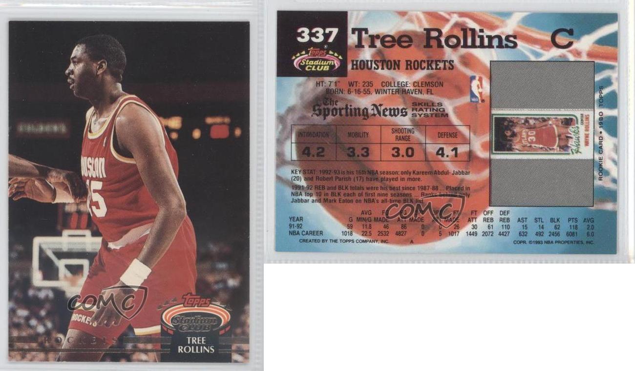 1992-93 Topps Stadium Club Tree Rollins #337 - Picture 4 of 4