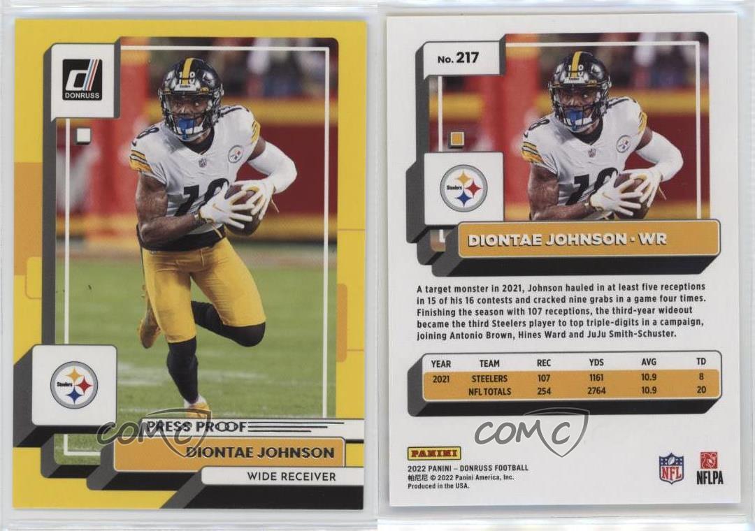 2022 Panini Donruss Press Proof Yellow Diontae Johnson #217 - Picture 3 of 3