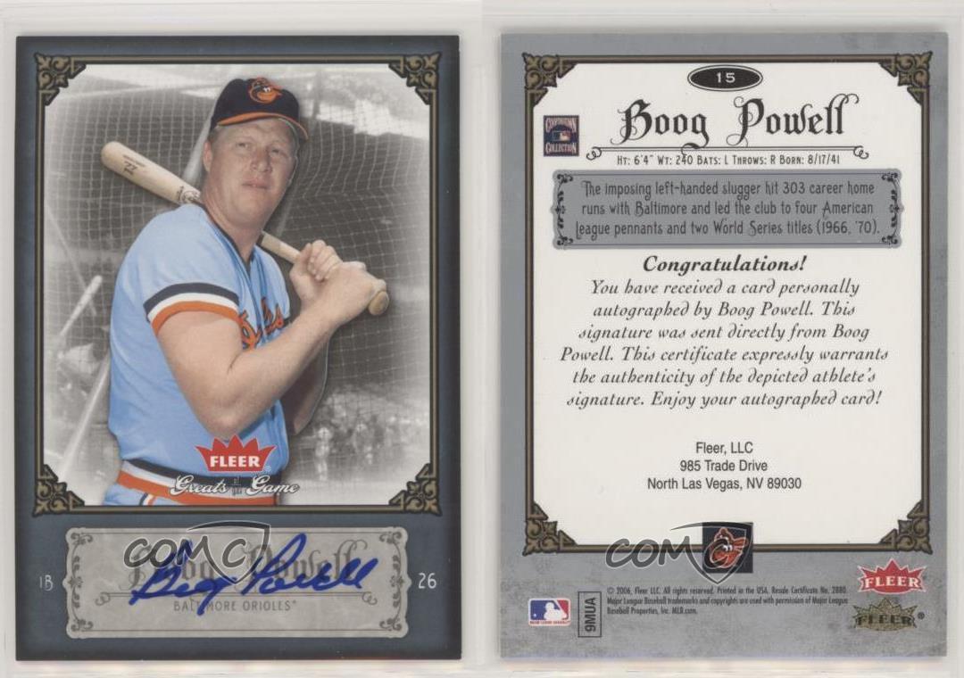 Boog Powell Autographed 2006 Fleer Greats of the Game #15