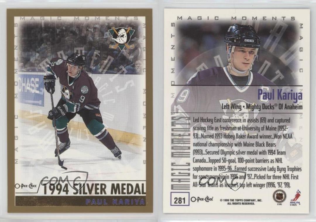 1999-00 O-Pee-Chee Magic Moments économies Paul Kariya (médaille dargent 1994) #281 HOF