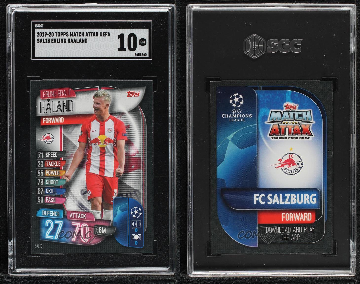 2019 UCL Match Attax US Edition Erling Haaland Braut Haland SGC 10 GEM Rookie RC