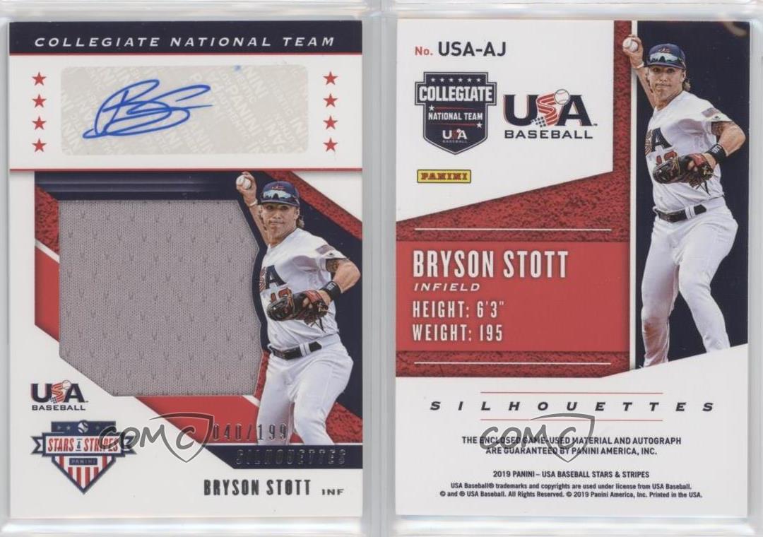Bryson Stott 2019 Panini USA Baseball Stars & Stripes Jerseys /199