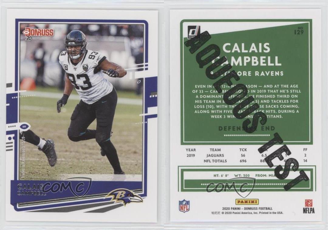 CALAIS CAMPBELL 2020 PANINI DONRUSS FOOTBALL #129 BALTIMORE RAVENS