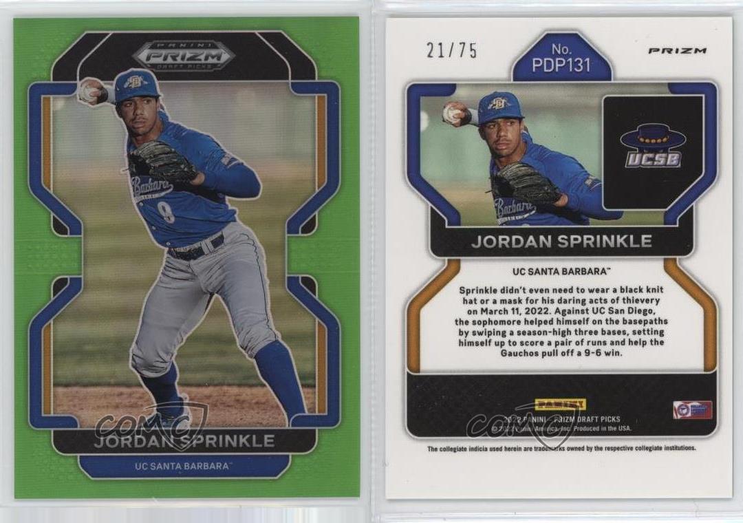 Panini Prizm Draft Picks 2022 vert lime Prizm /75 Jordan soldes Sprinkle #PDP131