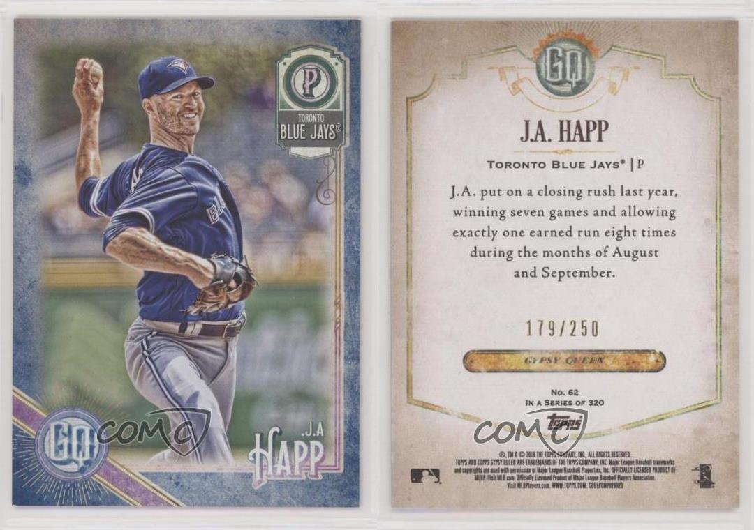 2018 vendre Topps Gypsy Queen Indigo /250 JA Happ #62