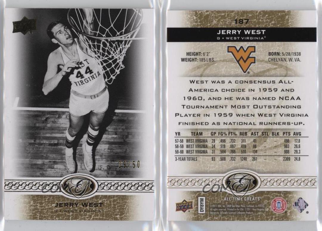 2011 Upper Deck Grandi di tutti i tempi /50 Jerry West #187 HOF - Foto 3 di 3