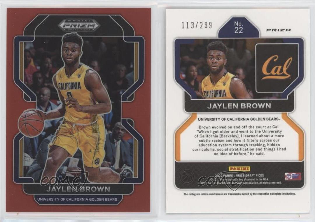 2022-23 Prizm Draft Picks Basketball Base #22 Jaylen Brown - Cal Golden  Bears