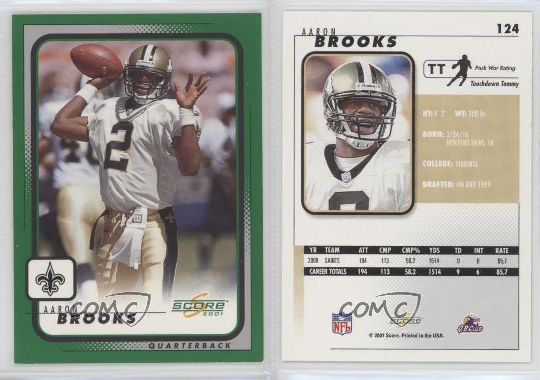 NEW ORLEANS SAINTS BORN IN NEWPORT NEWS VIRGINIA 6 AARON BROOKS FOOTBALL  CARDS