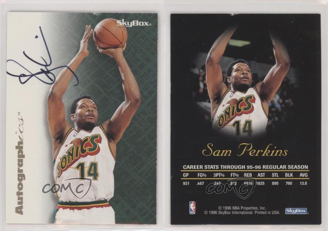 1996-97 Skybox Premium Autographics Black Ink Sam Perkins Auto