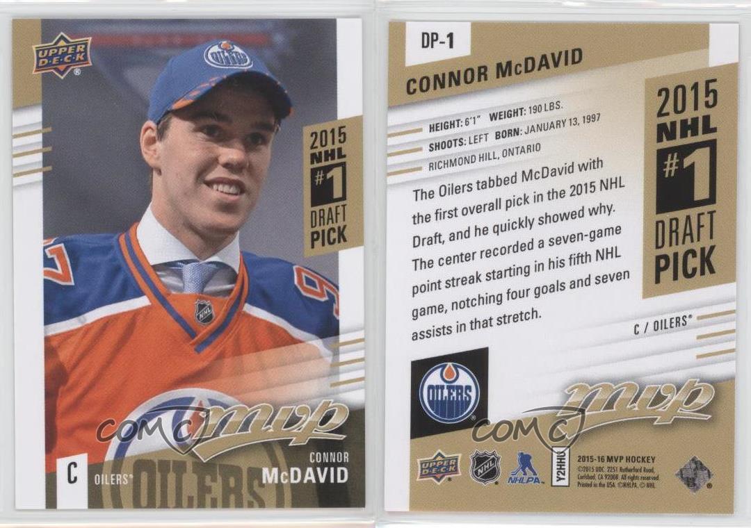 2015 Upper Deck MVP NHL Draft Pick #1 Redemptions Connor McDavid #DP-1  Rookie RC | eBay