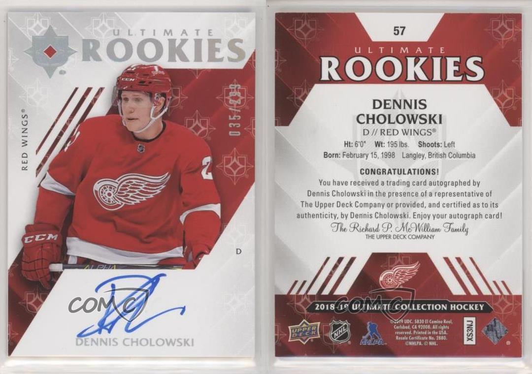 2018 Upper Deck Ultimate Collection Rookies /299 Dennis Cholowski Rookie Auto RC