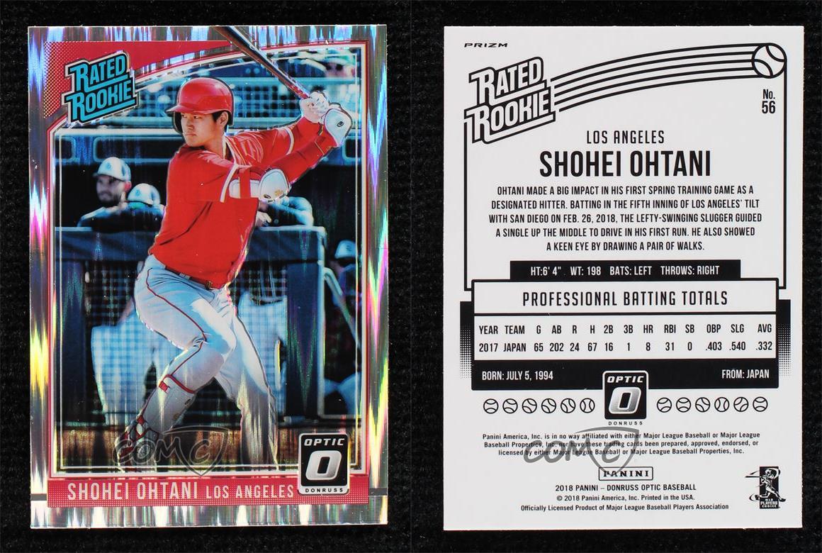 2018 Panini Donruss Optic Rated Shock Prizm Shohei Ohtani (Batting) Rookie RC - Picture 4 of 4