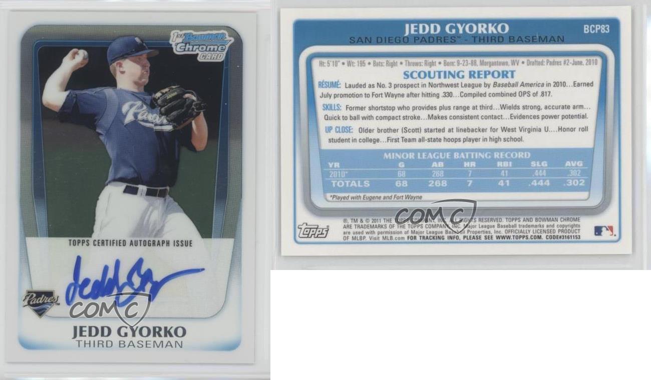 2011 Bowman Chrome Prospects Auto Jedd Gyorko #BCP83 Auto