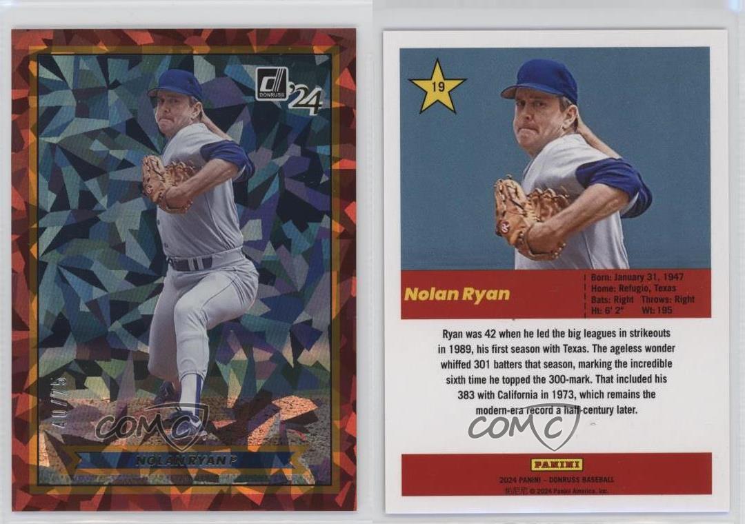 Panini Donruss Action All-Stars Orange Ice 2024/75 Nolan Ryan #19 Salón de la fama - Imagen 3 de 3