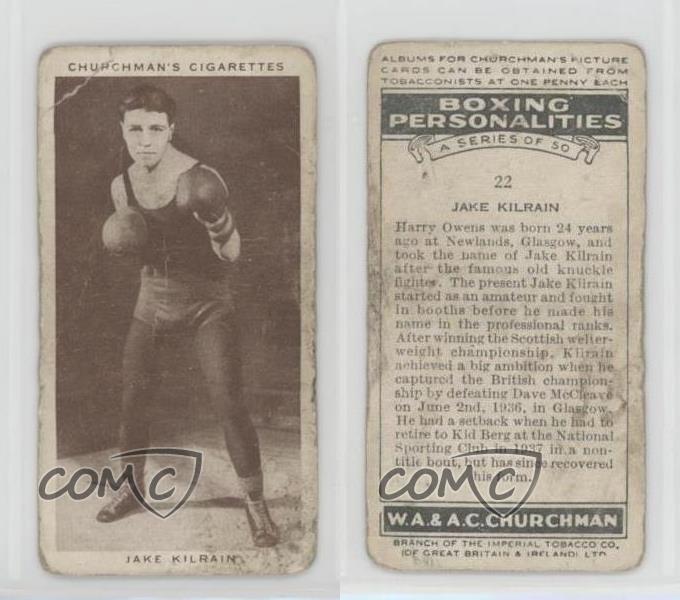 1938 Churchman's Boxing Personalities Tobacco Jake Kilrain #22